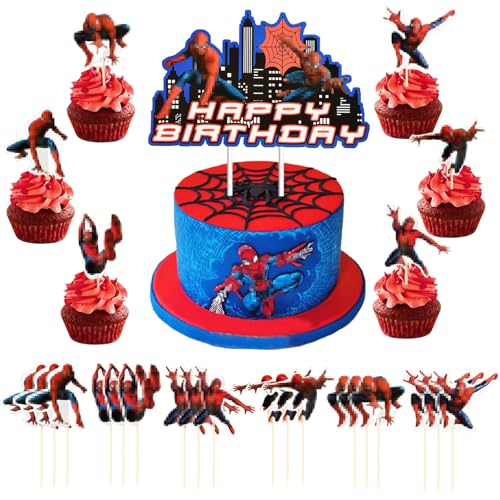 Kuchendekoration Topper Set, 25 PCS Cartoon Geburtstags Kuchen Deko, Muffin Kuchen Deko Topper, Anime Cupcake Topper, Happy Birthday Tortenstecker, für Kinder Themen Party Dekoration (B) von YEAMLTE