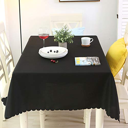 100% Polyester Volltonfarbe Tischdecke, Rechteckige Längliche Tischtuch Verdicken Sie Geldklammer Tabletop Dekoration Hintergrund Tischdecke-schwarz 150x210cm(59x83inch) von YEARLY