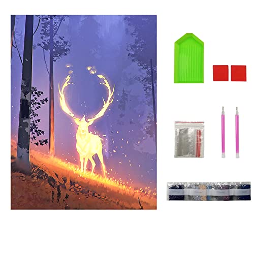 YEAUWILY Reh Diamond Painting Set für Erwachsene Wald 5D Bilder Diamant Malerei Kits für Kinder DIY Runder Steine Diamant Painting für Zuhause Dekor Weihnachten 30x40cm von YEAUWILY