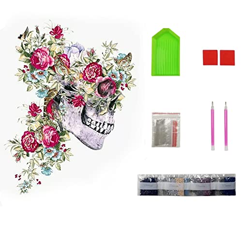 YEAUWILY Totenkopf Diamond Painting Set für Erwachsene Skull 5D Bilder Diamant Malerei Kits für Kinder DIY Runder Steine Diamant Painting für Zuhause Dekor Weihnachten 30x40cm von YEAUWILY