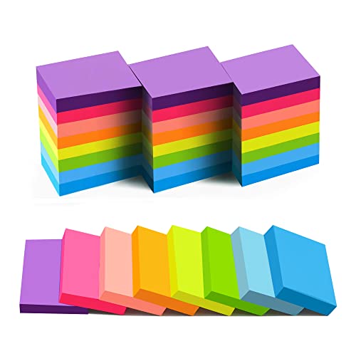 24 Packung Farbige Haftnotizen 51 x 38 mm, Selbstklebende Klebezettel, Helle Haftnotizzettel Bunte Rechteckig Sticky Notes für Büro Zuhause Schule Sitzung, 75 Blätter/Block von YEECOK