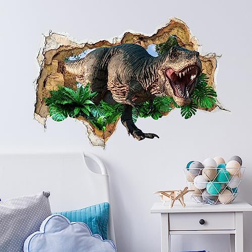 3D Dinosaurier Wandtattoo,Zertrümmerte Dinosaurier Wandaufkleber Wandbild für Kinder Jungen Schlafzimmer Spielzimmer Baby Kinderzimmer Wanddekoration von YEELIKE