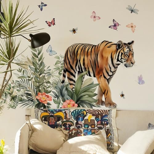 Tiger Wandaufkleber, Wild Tiere Tiger Wandsticker Wandaufkleber Wildtiere Wandsticker Wanddeko für Wohnzimmer Spielzimmer Schlafzimmer Wandtattoo von YEELIKE