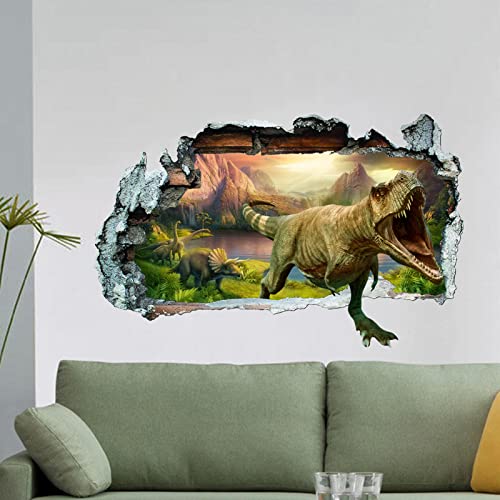 Wandtattoo Dinosaurier 3D Kinderzimmer Wandtattoo Loch in der Wand Wandaufkleber Dino für Schlafzimmer Jugendzimmer Kinder Aufkleber Wandaufkleber DIY Wandsticker (A2) von YEELIKE