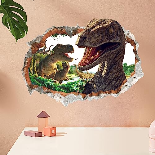 Wandtattoo Dinosaurier 3D Kinderzimmer Wandtattoo Loch in der Wand Wandaufkleber Dino für Schlafzimmer Jugendzimmer Kinder Aufkleber Wandaufkleber DIY Wandsticker von YEELIKE