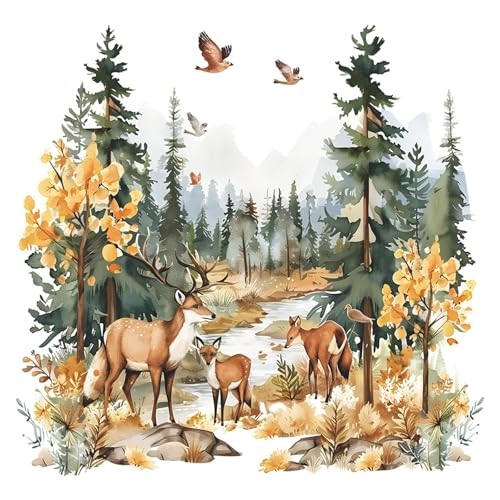 Wandtattoo Hirsch Waldtiere Kinderzimmer Wandaufkleber Baum Groß Reh Wandsticker Wanddeko für DIY Kinderzimmer Babyzimmer Schlafzimmer von YEELIKE