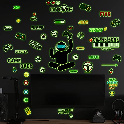 YEELIKE COOL Gaming Wandtattoo Kinderzimmer Junge Selbstklebend Leuchtsticker Gaming Kinderzimmer Wandtattoo Game ZoneWandbild für Jungen Männer Kinder Kinderzimmer Schlafzimmer Wohnkultur… von YEELIKE