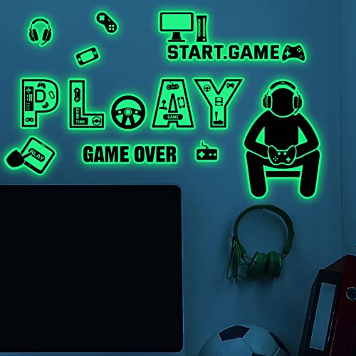 YEELIKE Gamer Wandaufkleber Jugendzimmer Selbstklebend Leuchtsticker Gaming Kinderzimmer Wandtattoo Game Zone Wandbild für Schlafzimmer DIY Dekoration Geeignet Wanddekoration COOL… von YEELIKE