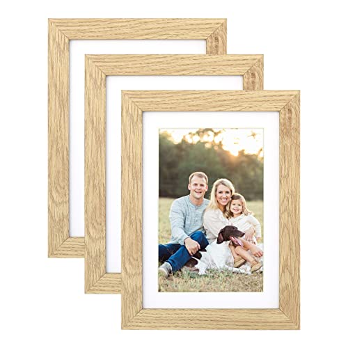 YEEPHAN 13 x 18 cm Bilderrahmen 3er Set,MDF Holz 5 x 7 Zoll Fotorahmen mit Plexi-glass für Bilder 10x15 mit Passepartout oder 13x18 ohne Passepartout, Tisch und Wandmontage Display von YEEPHAN