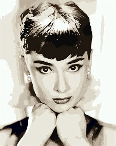 YEESAM ART DIY Ölgemälde Malen nach Zahlen Erwachsene Kinder, Audrey Hepburn Zahlenmalerei ab 5 Öl Wandkunst (Hahn, ohne Rahmen) von YEESAM ART