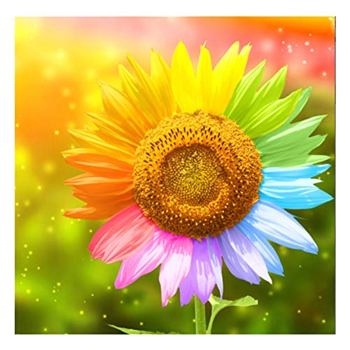 YEESAM ART Diamant Malerei Kits, Sonnenblume Bunt Blume 30x30 cm DIY 5D Diamond Painting Strass Stickerei für Zuhause Wand Und Wohnzimmer Dekor von YEESAM ART