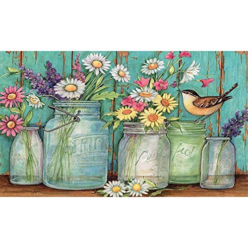 YEESAM ART Diamant Malerei Kits Vollbohrer, Gänseblümchen Blumen Vogel 30x40 cm DIY 5D Diamond Painting Strass Stickerei für Zuhause Wand Und Wohnzimmer Dekor (Gänseblümchen) von YEESAM ART