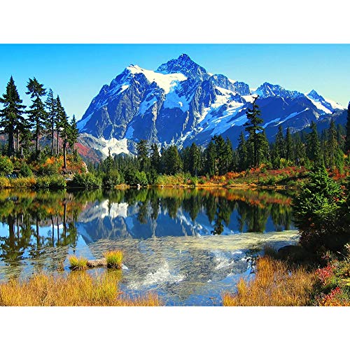 YEESAM ART Diamant Malerei Kits Vollbohrer, Schnee Berg Grüne Bäume See Landschaft 30x40 cm DIY 5D Diamond Painting Strass Stickerei für Zuhause Wand Und Wohnzimmer Dekor (Landschaft) von YEESAM ART