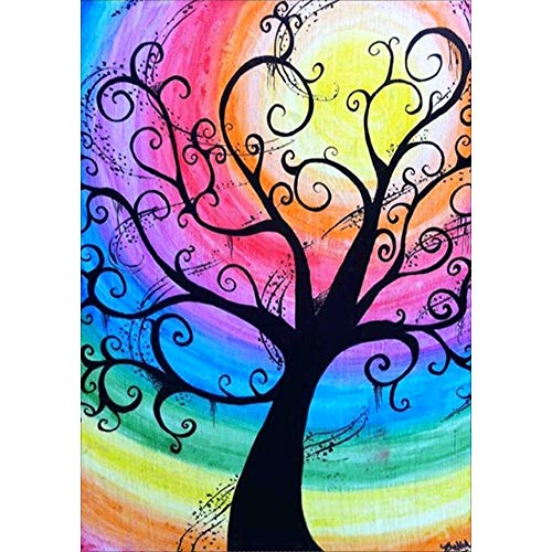 YEESAM ART Diamond Painting Full Set 5D Diamant Painting Bilder Regenbogen Baum 30x40 cm DIY Diamant Malerei Kits Vollbohrer Strass Stickerei für Zuhause Wand Und Wohnzimmer Dekor (Regenbogen) von YEESAM ART