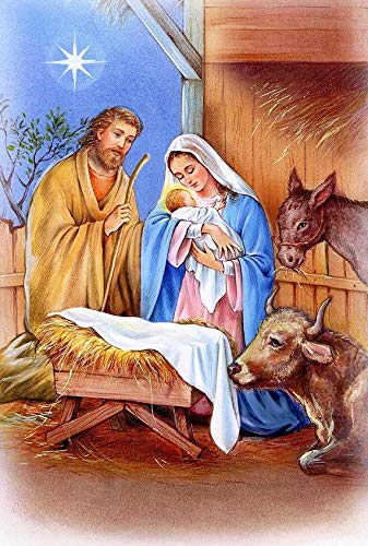 YEESAM ART Diamond Painting Kits Full Drill, Jesus was Born in a Krippe 30x40cm DIY 5D Diamond Art Mosaik Crafts für Erwachsene Kinder Anfänger Kristalle Kreuzstich Weihnachten (Born) von YEESAM ART