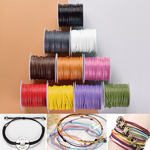 Gewachste Baumwollschnur, Schmuckband Wachsband Baumwollkordel für Schmuckherstellung DIY Handwerk Machen, Freundschaftsbänder flechten,Kindern Armbänder,Makramee-Armbänder (10 Rollen 10m Ø 1mm) von YEFAF