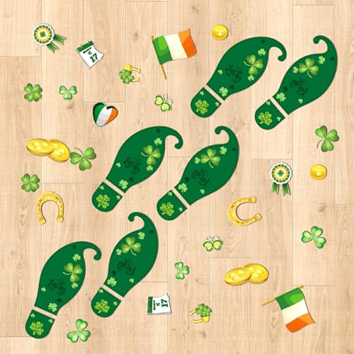 YEJAHY 10 Stück St. Patrick's Day Fußabdruck-Bodenaufkleber, Fußabdruck-Aufkleber, Fußabdruck, Wandaufkleber, Fußabdruck, Aufkleber, für Feiertage, Dekoration, Partyzubehör, Belohnungsgeschenke von YEJAHY