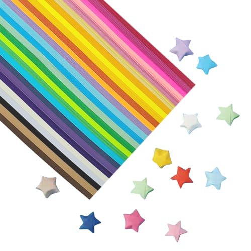 YEJAHY 1030 Blatt Origami-Papier-Sternstreifen, doppelseitiges Origami-Sterne-Papier, farbiges Papier, Glücksstern-Origami-Papier, Stern-Dekorationspapierstreifen für Kunsthandwerk (B) von YEJAHY