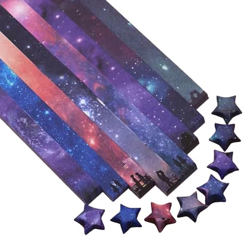 YEJAHY 1080 Blatt Origami-Papier-Sternstreifen, doppelseitiges Origami-Sterne-Papier, farbiges Papier, Glücksstern-Origami-Papier, Stern-Dekorationspapierstreifen für Kunsthandwerk (C) von YEJAHY