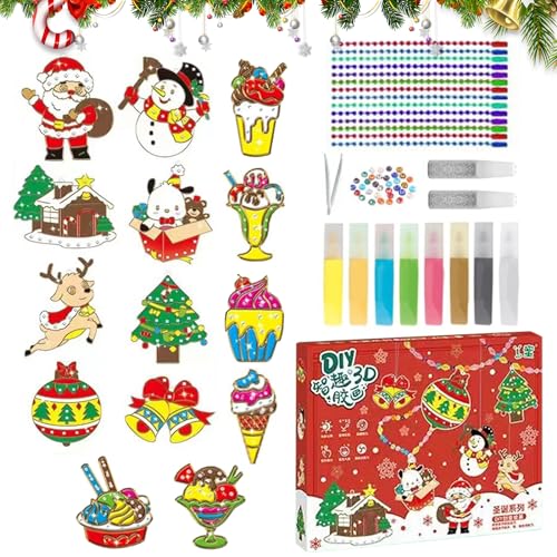 YEJAHY 14 Stück DIY Crystal Paint Arts and Crafts Set, Kristallklebemalerei Weihnachtlich, Crystal Pendant, Bake-Free Crystal Paint Arts and Crafts Set (Weihnachten/Eiscreme) von YEJAHY