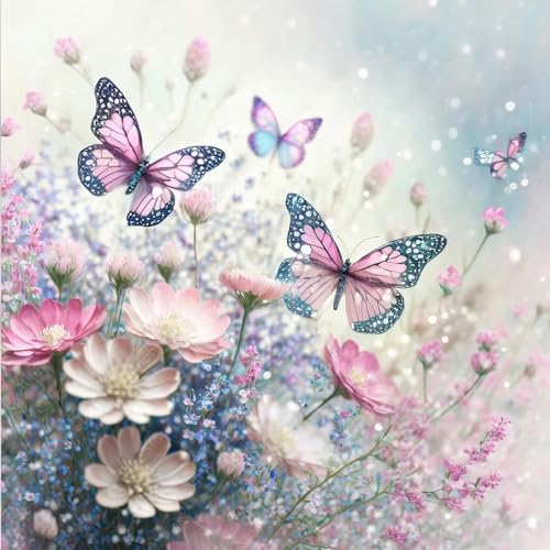 YEJIKJ Diamond Painting Kinder, Rosa Lila Schmetterling Diamond Painting Tiere, 5D DIY Diamant Painting Bilder Erwachsene, Diamant Painting for Home Büro Chlafzimmer Eingang Wand Dekoration(35x35cm) von YEJIKJ