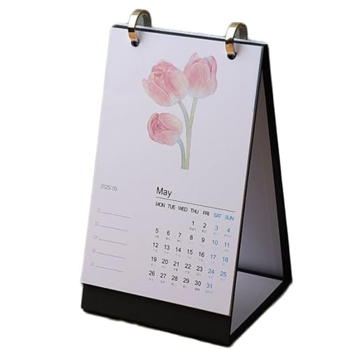 YEKIM 2025 Tischkalender, doppelseitiger Druck, Kleiner Tischkalender, Kalender, Notizblock, Eisenring, Tischkalender, doppelter Metallring von YEKIM