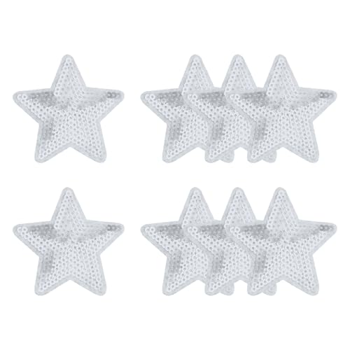 YELARXI Pailletten-Stern-Aufnäher zum Aufbügeln, bestickt, zum Aufnähen, Pailletten, Glitzer, 8,9 x 8,9 cm, passend für DIY-Schuhe, Hüte, Rucksäcke, Kleidung, Reparatur, 8 Stück, silberfarben YELARXI Pailletten-Stern-Aufnäher zum Aufbügeln, bestickt, zum Aufnähen, Pailletten, Glitzer, 8,9 x 8,9 cm, passend für DIY-Schuhe, Hüte, Rucksäcke, Kleidung, Reparatur, 8 Stück, silberfarben von YELARXI
