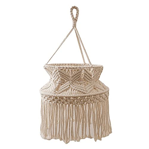 YELEMEABHB Hand Strick Lampe Schatten Decke Licht Farbton Fitting, Boho Macrame Lampe Schattenlaterne for Wohnzimmer Schlafzimmer Wohnkultur Lampenschirm von YELEMEABHB