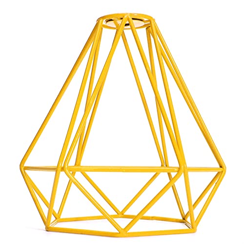 YELEMEABHB Preis Lampenschirm Modern Lampenschirm Loft Industrial Metall Draht Rahmen Decke Kronleuchter Kronleuchter Laterne Vorrichtung Lampenschirm(Yellow) von YELEMEABHB