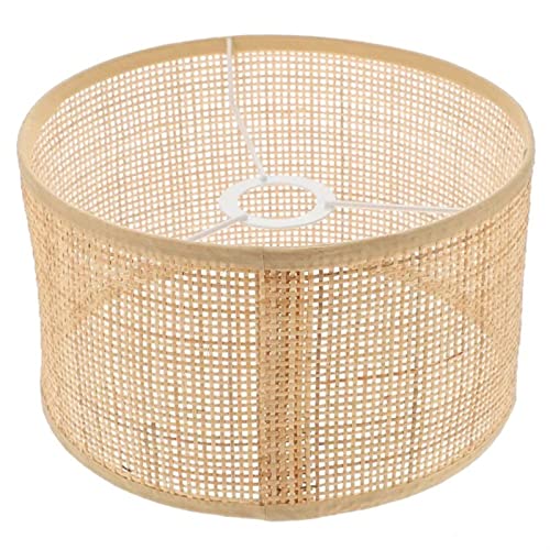 YELEMEABHB RATISH-Rattan-Weberei Lampenschirm Hängende Deckenleuchte Abdeckung E27 Moderne Tischlampe Abdeckung Beleuchtung Zubehör Lampenschirm(22X22X14CM) von YELEMEABHB