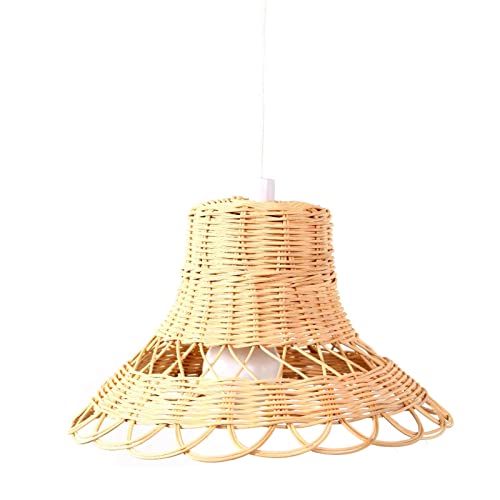 YELEMEABHB Rattan Pendelleuchte Lampenschirm Natürliche Rattan Wicker Kronleuchter Handgewebe Lampenschirme for E27 Lampenhalter Beleuchtung Zubehör Lampenschirm von YELEMEABHB