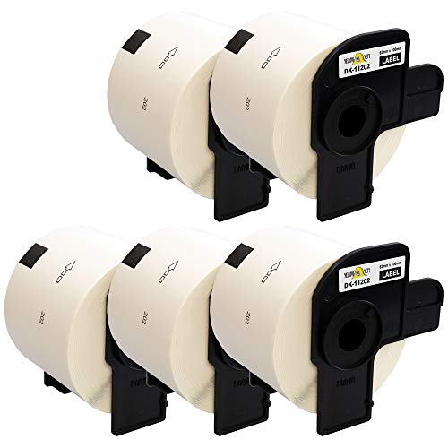 Yellow Yeti 5x DK-11202 62 x 100mm Versand-Etiketten kompatibel für Brother P-Touch QL-500 QL-570 QL-700 QL-710W QL-720NW QL-800 QL-810W QL-820NWB QL-1050 QL-1060N QL-1100 QL-1110NWB | 300 Stück/Rolle von YELLOW YETI