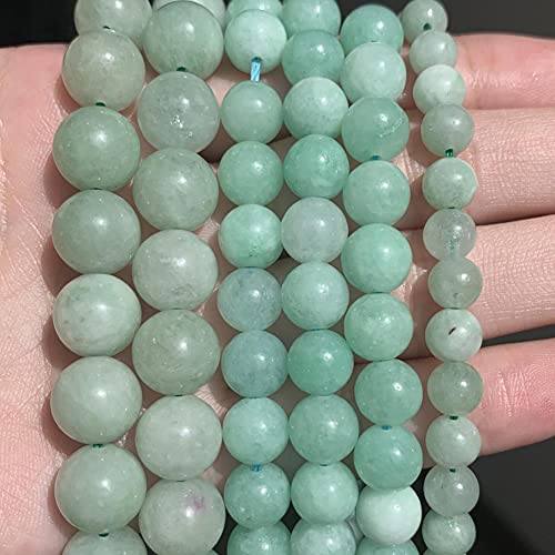 YELVQI Schön 6-10mm Natürliche Jadeite Perlen Naturstein Grün Burmese Jade Runde Lose Perlen für Schmuckherstellung DIY Armbänder Halskette 15 '' (Color : 10mm 46cps) von YELVQI