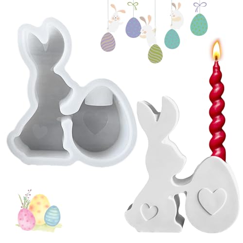 YELYTR Silikonformen Gießformen Osterhase, Silikonform Ostern, Silikon Gießform Kerzenhalter, Kaninchen Kerzen Gießformen, für Giessformen Handwerk (B) von YELYTR