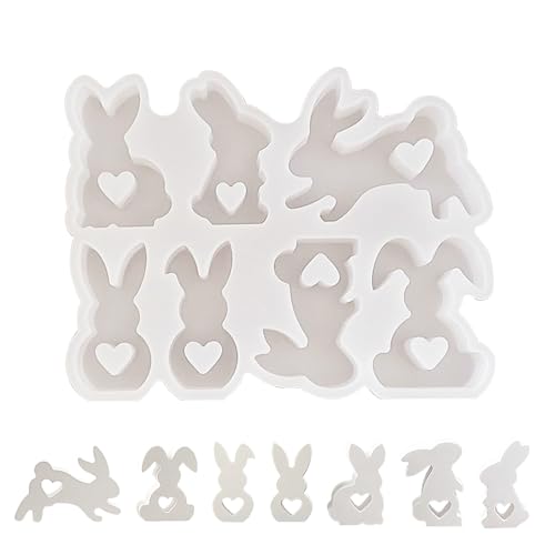 YELYTR Silikonformen Gießformen Ostern Hase, Osterhasen Silikonform Hasen Frühling, Silikon Gießform Ostern, Osterhase Oster DIY Deko für Kerzenhalter Handwerk (B) von YELYTR