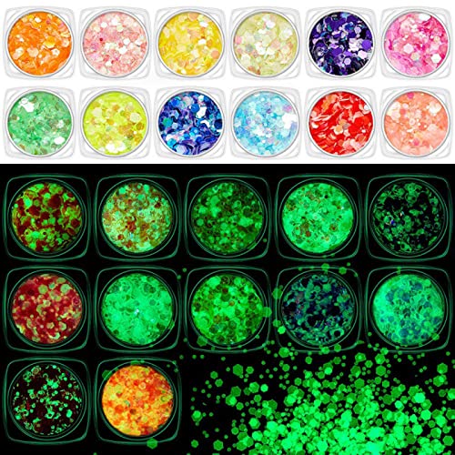 Pailletten, fluoreszierend, Regenbogenfarben, gemischt, sechseckig, Dekoration, 3D von YENVWG