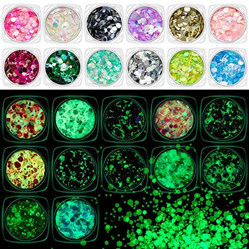 Pailletten, fluoreszierend, Regenbogenfarben, gemischt, sechseckig, Dekoration, 3D von YENVWG