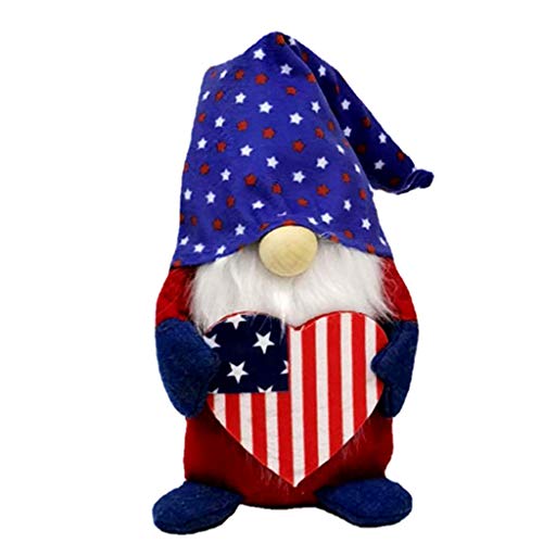 YENVWG Independence Day Handgefertigter Plüsch, gesichtslos, für Tomte stehende Figur, Spielzeug, gestreifter Sterndruck, Hut, Zwerg, Heimdekoration, Geschenke von YENVWG