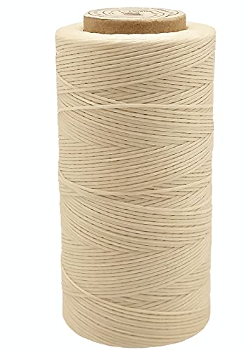 Gewachstes Garn, 328 Yards 150D 1 mm Ledern盲hgarn, gewachst, f眉r Lederarbeiten, Buchbindung, Schuh, Lederprojekte (Beige #002) von YEQIN