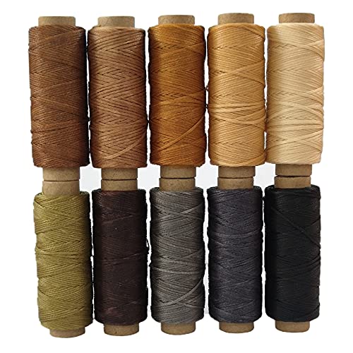 YEQIN 300 Yards 150D Leder Nähen gewachst Garn Schnur für Leder Handwerk DIY Projekte – 1 mm Durchmesser, 10 Farben Fadenschnur, je 30 Yards von YEQIN