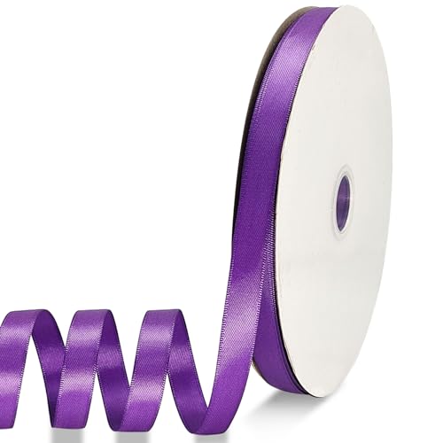 YEQIN Doppelseitiges violettes Satinband, 1,27 cm x durchgehend, 50 m, Polyesterband für Geschenkverpackungen, Hochzeiten, Partys, Haarschleifen, Dekorationen, Schleifen, Blumenstrauß, von YEQIN