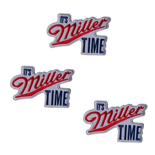 Yerchic It's Miller Time Patch Iron On Sew On Embroidered Patches for Jacket Shirts Jeans Backpack Sewing Decorating DIY Craft 8,9 x 5,6 cm (3 Stück) von YERCHIC