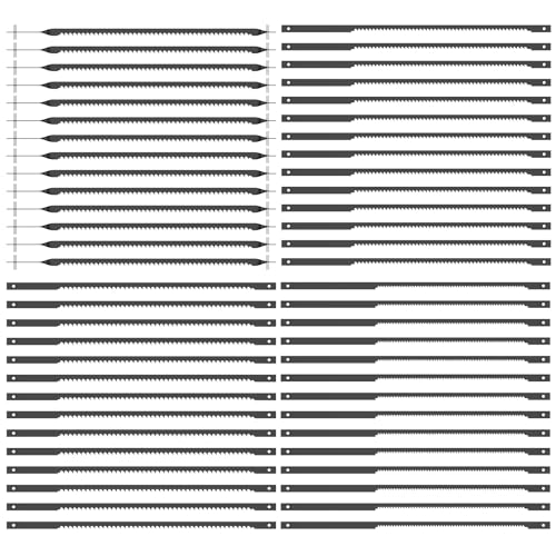 Dekupiersägeblätter aus SK5-Kohlenstoffstahl, 15/15-90 Grad/18/24 Zähne – Je 14 Blätter – Ideal für Holz, Kunststoff und weiche Metalle (4 inch/101,6mm - 65 teiliges set, 1 Stück) von YERENCY