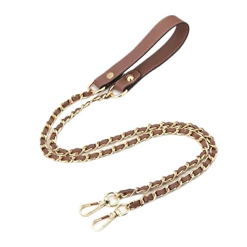 YESJA Taschenkette 2PCS 120cm Metall Leder Schulter Kette Riemen Ersatz Tasche Strap Tasche Ketten Griff Handtasche Strap Tasche Zubehör(Brown) von YESJA