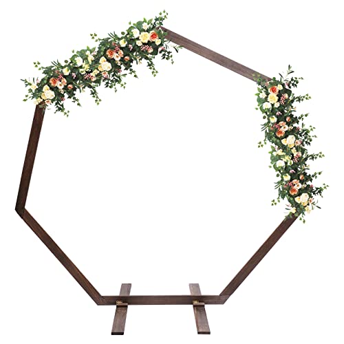 Heptagonal hölzerne Tür Ballon Stand, hölzerne Hochzeit Stand, hölzerne Girlande, abnehmbar und wiederverwendbar für DIY Hochzeit Tisch Girlande Dekoration und Weben Handwerken von YESTAIM