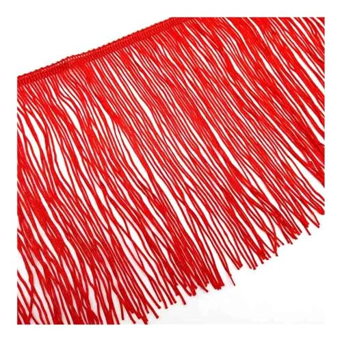 1 m lange weiße Spitzenfransenborte mit Quaste, Fransenborte für DIY, lateinamerikanisches Kleid, Bühnenkleidung, Zubehör, 15 cm breites Spitzenband (rot) von YETONADO