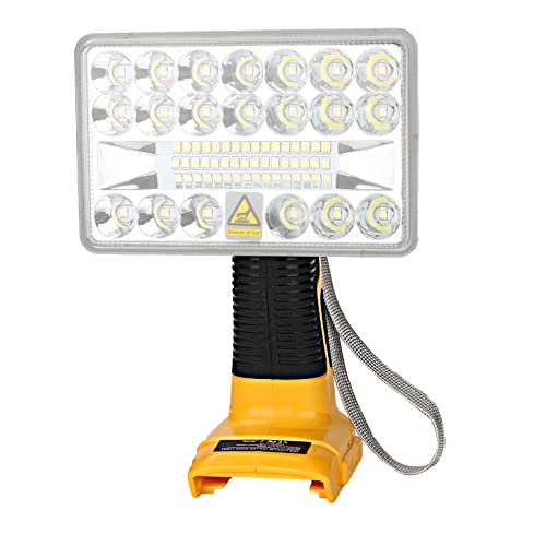 2000LM LED-Arbeitsleuchte für Dewalt 14,4-20V Lithium-Ionen-Akku, YEX-BUR 18W kabellose Outdoor-Spotlight-Taschenlampe, tragbare Baustellenleuchte mit 5V 2.1A USB-Anschluss, tragbare Handschlaufe von YEX-BUR