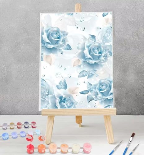 Blume Malen Nach Zahlen ab 5 6 7 Jahre Mädchen und Junge, Rose Malen Nach Zahlen für Kinder mit Rahmen 3 Pinsel und Acrylfarben, Deko Schlafzimmer 30 x 40 cm Model YEYUMEOZ2-9 von YEYUMEOZ