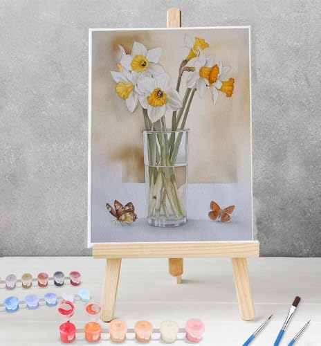 Blume Malen nach Zahlen Erwachsene ohne Rahmen | DIY Handgemalt | Gelb Kit für Anfänger und Erwachsene Set inklusive Acrylfarben & Pinsel Deko Schlafzimmer 40x50cm Leinwand Model YEYUMEOZX-L von YEYUMEOZ