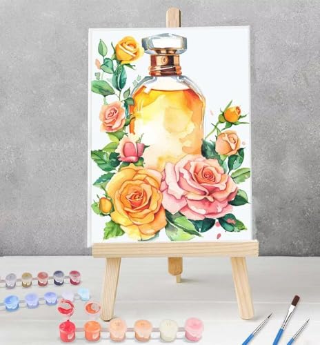 Blume Malen nach Zahlen Erwachsene ohne Rahmen | DIY Handgemalt | Rose | Kit für Anfänger und Erwachsene | Set inklusive Acrylfarben & Pinsel Deko Schlafzimmer 30 x 40 cm Leinwand Model YEYUMEOZC-Q von YEYUMEOZ